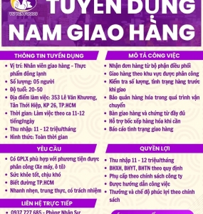 VŨ YẾN FOODS TUYỂN DỤNG NAM NHÂN VIÊN GIAO HÀNG